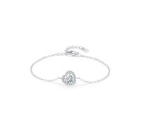 Tolldek Bracciale da donna in oro bianco 18 carati, con ciondolo a forma di cuore, da donna, con laboratorio, realizzato con diamanti taglio a cuore, vero oro Au750, 16 + 5 cm