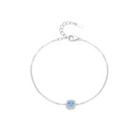 Tolldek Bracciale da donna in oro bianco 9 K/14 K/18 K, classico da donna, con topazio blu, in vero oro, bracciale con diamante Au 375/585/750 oro bianco, 19+3CM, Oro bianco 9 carati (375), Topazio