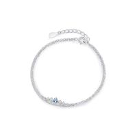 Tolldek Bracciale in oro 18 K Au750, con catena a doppio strato, con laboratorio, realizzato in zaffiro blu autentico, platino PT950, 16+5CM, 950 Platinum, Laboratorio Creato Zaffiro