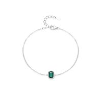 Tolldek Bracciale in oro bianco Au 375/585/750, classico da donna con laboratorio, creato smeraldo verde smeraldo, vero oro 9 K/14 K/18 carati, bianco oro, 17+5CM, Oro bianco 9 carati (375), Smeraldo