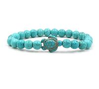 Tolldek Bracciale in pietra naturale, 8 mm, con ciondolo a forma di tartaruga, da donna e da uomo, in vera pietra naturale, ideale come regalo per donne e uomini, 19 cm, 19cmx8mm, Cristallo, Turchese