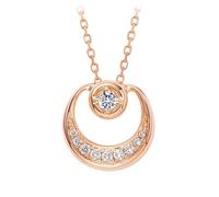 Tolldek Collana da donna alla moda 9 K/14 K/18 carati, in oro rosa bianco, da laboratorio, con ciondolo a forma di luna, taglio rotondo, da donna Au 750/585/375, Oro rosa 18 carati (750), Laboratorio