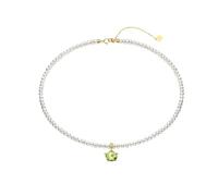 Tolldek Collana da donna in argento sterling 925, con perle bianche, taglio rotondo, collana da donna in argento Sterling S925, con peridoto, 45 cm