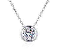 Tolldek Collana da donna in oro bianco 18 carati 750, delicata vera gioielleria, realizzata in laboratorio, con diamanti classici, per donne, Au750, gioielli veri, 45 + 5 cm