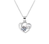 Tolldek Collana da donna in oro bianco 585, 14 carati, realizzata in laboratorio, con diamanti e amore, cuore, Au585, collana da donna in oro bianco con laboratorio, gioielli in vero oro, 45 + 5 cm