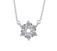 Tolldek Collana da donna in oro bianco 585, gioielli in vero oro, da laboratorio, realizzata con diamanti intrecciati, con fiori, 14 carati, in vero oro, 45 + 5 cm