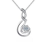 Tolldek Collana da donna in oro bianco 750 18 carati, classica collana da donna con taglio rotondo 0,08 carati, oro Au750, regalo da donna, con diamanti autentici, anallergica