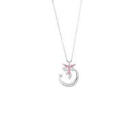 Tolldek Collana da donna in oro bianco 9 K/14 K/18 K, con ciondolo a forma di luna con laboratorio, con rosa zaffiro taglio marquise, oro bianco 375/585/750, da donna, 40 + 5, Oro bianco 9 carati (375