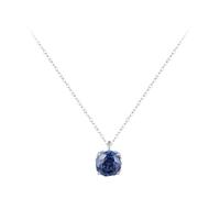 Tolldek Collana da donna in oro bianco Au 375/585/750 con ciondolo da donna in stile vintage, ottagonale con laboratorio, con zaffiro taglio rotondo blu, 9 K/14 K/18 K, collana da donna, 40 + 5, Oro