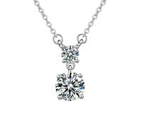 Tolldek Collana da donna in oro bianco Au585, 14 carati, vera e propria gioielleria, realizzata in laboratorio, doppia collana da donna in oro 14 carati, con diamanti autentici, 45 + 5 cm