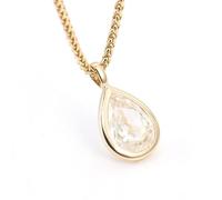 Tolldek Collana da donna in oro giallo 9 K/14 K/18 K, classica collana da donna con taglio a goccia 1/2/3 ct moissanite, Au 375/585/750, anallergica, Oro 18 carati, Moissanite