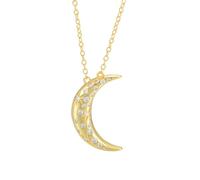 Tolldek Collana da donna in oro giallo 9 K/14 K/18 K, gioiello alla moda, con ciondolo a forma di luna con laboratorio, diamante taglio rotondo, bianco, Au375/585/750, da donna, 40 + 5, Oro giallo 14