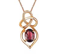 Tolldek Collana da donna in oro rosa 18 carati, classica collana da donna con taglio ovale, 1,2 carati, colore rosso tormalina, Au750, oro rosa, collana da donna, gioiello in vero oro, anallergico