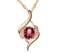 Tolldek Collana da donna in oro vero oro rosa 18 carati Au750, classica collana da donna con taglio ovale 0,72 carati, rubino rosso, 750, senza allergie, Oro rosa 18 K, Rubino Diamante