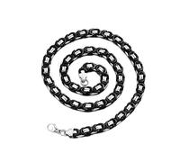 Tolldek Collana da uomo in acciaio inox, 45 - 60 cm, bizantino, da uomo, in argento, nero, larghezza 6,5 x 8,5 mm, catena in metallo Punk Hip Hop, Acciaio inossidabile, Senza zirconi