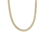 Tolldek Collana da uomo in acciaio inox, 50-75 cm, placcata in oro, catena veneziana, larghezza 8 mm, collana dell'amicizia con zirconi bianchi Hip Hop, Oro, Zirconia cubica