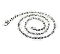 Tolldek Collana da uomo in argento 925, con corda, 4 mm, da uomo, in argento Sterling S925, argento sterling 925, Senza zirconi