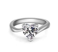 Tolldek Coppia di anelli da sposa in oro bianco 18 carati 750, con laboratorio, rubino taglio rotondo a forma di cuore, rosso moissanite Au750 oro, misura 49-70, Oro bianco 18 carati (750), Moissanite