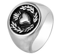 Tolldek Coppia di anelli da uomo in acciaio inox, 17 mm, con sigillo a forma di corona incisa, anello dell'amicizia, anello punk rock, argento, acciaio inox, Senza zirconi