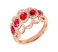 Tolldek Coppia di anelli dell'amicizia da donna in oro rosa 750 da 18 carati, realizzati in rubino rosso 750 con moissanite autentica gioielli, misura 47-67, Oro rosa 18 carati (750), Laboratorio