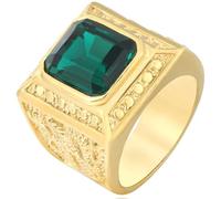 Tolldek Coppia di anelli dell'amicizia da uomo, in acciaio inox, 19 mm, colore: verde, acciaio inox, Zirconia cubica