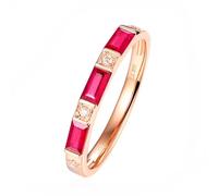 Tolldek Coppia di anelli in oro bianco 18 carati 750 autentico gioiello solitario con laboratorio rubino taglio rettangolare rosso forma classica moissanite fedi nuziali Au750 oro, misura 49-70, Oro