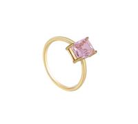 Tolldek Coppia di anelli in oro giallo 9 K/14 K/18 K, anello dell'amicizia, classico con laboratorio, morganite taglio rettangolare rosa, AU375/585/750, misura 47-65, Oro giallo 9 carati (375