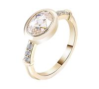 Tolldek Coppia di anelli in oro giallo 9 K/14 K/18 K, anello dell'amicizia classico con taglio ovale 1/2/3 ct moissanite, Au 375/585/750, in oro giallo, Oro 14 K, Moissanite