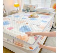 Tolldek Copri letto viola blu con 2 federe 150 x 200 cm, set pieghevole, motivo a cuore, lenzuolo con angoli stampati, per il sonno, in poliestere, per materasso