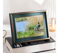 Tolldek Cornice portafoto formato A4, 13 x 18 cm, con passepartout orizzontale/verticale, rettangolare, per foto, in legno MDF, colore verde