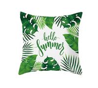 Tolldek Federa decorativa con foglie d'erba Hello Summer con design elegante, morbida e decorativa, per decorazione della casa, colore bianco e verde, 45 x 45 cm, confezione da 1