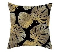 Tolldek Federe decorative con motivo a foglie, per divano, dal design elegante, morbide e decorative, per divano, letto, decorazione per la casa, colore nero e giallo, 50 x 50 cm, 1 pezzo