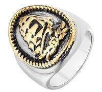 Tolldek Fedi nuziali da uomo in acciaio inox, 22 mm, anello con sigillo inciso, barca a vela, anelli dell'amicizia, coppia di anelli punk rock, argento/oro, acciaio inox, Senza zirconi