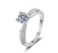 Tolldek Fedi nuziali in oro bianco 750 18 ct 750 con moissanite 4 anelli a ponte, anelli dell'amicizia in oro 18 carati vero, 54 (17,2)