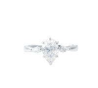 Tolldek Fedi nuziali in oro bianco 9 K/14 K/18 K, classico anello nuziale con taglio a goccia 1,5 carati, moissanite Au 375/585/750, in oro bianco, Oro bianco 9 K, Moissanite