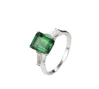 Tolldek Fedi nuziali in oro bianco 9 K/14 K/18 K, da laboratorio, stile classico smeraldo, gioielli in vero oro moissanite 18/14/9 carati, misura 47-70, Oro bianco 18 carati (750), Smeraldo creato in