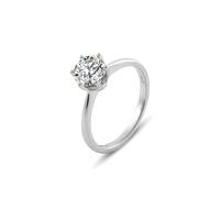 Tolldek Fedi nuziali in oro bianco 9 K/14 K/18 K, gioielli genuini, anelli dell'amicizia solitari con taglio rotondo da 1 carati, con diamante, Au 375/585/750, bianco e oro, anallergici, Oro bianco 18