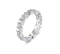 Tolldek Fedi nuziali in vero oro bianco 9 carati, Au375, con diamanti geometrici, taglio rettangolare, oro 9 carati, misura 47-65, Oro bianco 9 carati (375), Laboratorio Creato Diamante