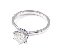 Tolldek Gioielli in oro bianco 9 K/14 K/18 K, anelli dell'amicizia, classici anelli per partner con taglio rotondo 1/2/3 ct, Moissanite, Au 375/585/750, in oro bianco, anallergici, Oro bianco 14 car