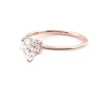 Tolldek Gioielli in vero oro 9 K/14 K/18 K, anelli di nozze solitari a forma di cuore, 1/2/3 carati, moissanite, oro rosa Au 375/585/750, senza allergie, Oro rosa 18 carati, Moissanite