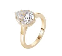 Tolldek Gioielli in vero oro 9 K/14 K/18 K, anelli solitari classici per partner con taglio a goccia 1/2/3 ct moissanite, Au 375/585/750, in oro giallo, Oro 14 K, Moissanite