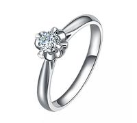 Tolldek Gioielli in vero oro bianco Au750, anelli per partner classici, fedi nuziali con taglio rotondo 0,2 carati, anelli dell'amicizia 18 carati, anallergici, Oro bianco 18 carati, Diamante