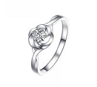 Tolldek Gioielli in vero oro platino PT950, anelli dell'amicizia, classico anello solitario con taglio rotondo 0,04 carati, oro bianco 18 carati, anallergici, Platino, Diamante