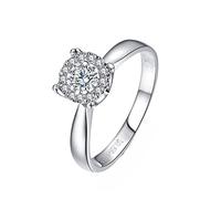 Tolldek Gioiello in vero oro bianco 750, anello di fidanzamento classico con taglio rotondo da 0,2 carati, anello dell'amicizia con diamante da 18 carati, senza allergie, Oro bianco 18 carati