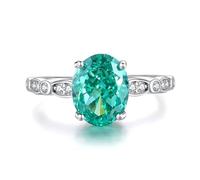 Tolldek Gold Au750 - Anelli per partner in vero oro, graziosi anelli per coppie, creati in laboratorio, Padparadscha Rose, taglio ovale, anello nuziale con moissanite PT950 platino, misure 47-65, Oro