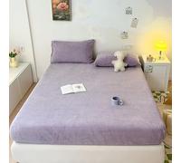 Tolldek Lenzuolo con angoli elasticizzati, colore viola, anallergico, in tinta unita, con elastico in velluto, per biancheria da letto, biancheria da letto, sotto il letto, protezione per letto a