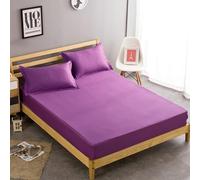 Tolldek Lenzuolo con angoli elasticizzati viola scuro, 180 x 200 cm, in tinta unita, comfort durante il sonno, copriletto sotto il letto, protezione per materasso