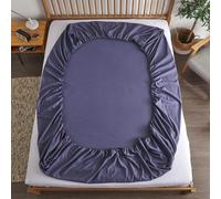 Tolldek Lenzuolo con angoli in cotone, 150 x 190 cm, in tinta unita, per letto, colore viola scuro, sotto il letto, protezione per materasso