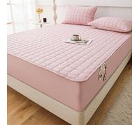 Tolldek Lenzuolo con angoli in cotone con 2 federe da 180 x 200 cm, tinta unita, resistente alle pieghe, allo sbiadimento, sotto il letto, colore rosa, viola, protezione per materasso