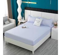Tolldek Lenzuolo da 180 x 220 cm, con 2 federe, set da 3 pezzi, lenzuolo con angoli elasticizzati, in tinta unita, per il sonno, in poliestere, in cotone, colore: viola chiaro